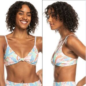 NWT Roxy Love The Surf Knot Triangle Bikini Top Size Large